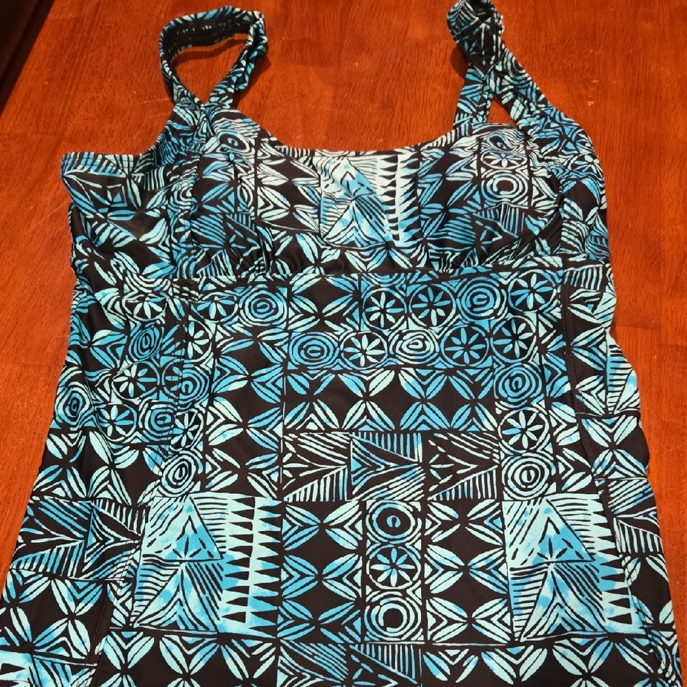 St. John's Bay Black and Blue Patterned Dress
